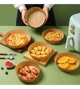 50 Adet Air Fryer Pişirme Kağıdı Tek Kullanımlık Hava Fritöz Yağ Geçirmez Yapışmaz Tabak Model (5690)