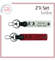 Dövüşçü Tarzına Uygun, Boks Desenli, İsme Yazılabilir Anahtarlık Hediye Seti, Beyaz-Kırmızı