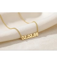 Kişiye Özel 925 Ayar Gümüş Minimal Tarih Kolye (Gold)