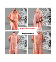 Kişiye Özel Nakışlı Kapüşonlu Plaj Pançosu  İsim Yazılı Pamuklu Havlu Poncho Unisex Peştamal Kumaş (Yeşil)