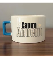 Canım Annem Baskılı Mavi Kulplu C Fincan