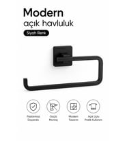 Modern Tasarım Siyah Metal Banyo Havlu Askılığı Duvar Montajlı
