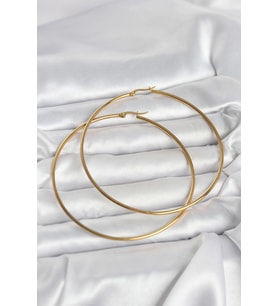 316L Çelik Gold Renk 80 mm Kadın Halka Küpe 5886