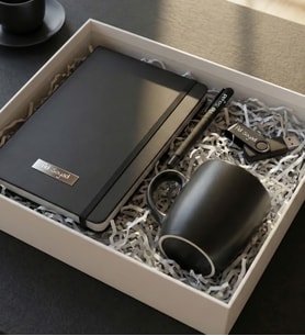 Kişiye Özel 32 GB USB Bellek & Defter & Kalem & Siyah Kupa Hediye Seti