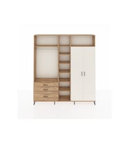 Arges Dolap 10 Raflı 3 Çekmeceli 2 Askılı 220x30x243 Çam-Aytaşı/Çam