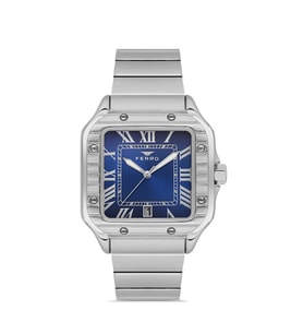 Ferro Quartz Çelik Gri Lacivert Kadran 40 mm Erkek Kol Saati