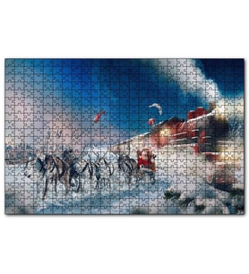 Cakapuzzle Kutup Ekspresi Geyikler ve Noel Baba Puzzle Yapboz MDF (Ahşap) (120 Parça)
