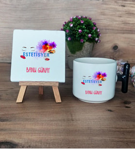 Estetisyen Hediye Seti Kupa Bardak T Kulplu ve Dekoratif Taş Tıp Bayramı Estetisyenler Günü Hediyesi (Model 6)