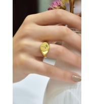 925 Ayar Gümüş Gold Kaplama Ayarlanabilir Ağustos Ayı Doğum Çiçeği Kadın Yüzük