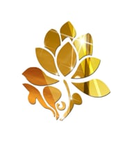 AS TASARIM LAZER ÇİÇEK003 MODEL DUVAR DEKORASYON SÜS GOLD RENK 50 x 50 CM 12 PARÇA