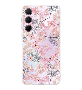 PrintiFy Samsung Galaxy A36 İle Uyumlu Kamera Korumalı Floral Kırmızı Tasarımlı Şeffaf Kılıf