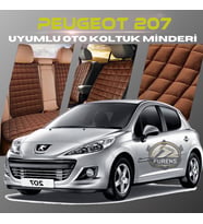 Peugeot 207 Kahverengi Renk Tay Tüyü Cepli & Terletmez Sırtlı Oto Koltuk Minder Seti - Koltuk Koruma Kılıfı (ÖN & ARKA TAM SET)