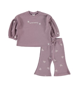 Civil Baby Kalp Baskılı 6-18 Ay Takım - Lila (Leylak)