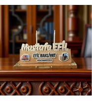 Kişiselleştirilebilir Ağaç Ofis Masa İsimliği – Nakliyat Firmaları Modeli (Açık Kahverengi)