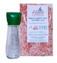 Tuz Karabiber Değirmeni Yeşil + Himalaya Çakıl Tuz Pembe 250 Gr