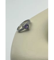 Çelik Silver Mor Kalp Taşlı Ayarlanabilir Yüzük - 25yzk247