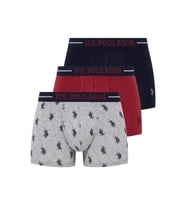 U.s Polo Assn 80328 Erkek Bordo Lacivert Gri 3'Lü Boxer (Karışık)