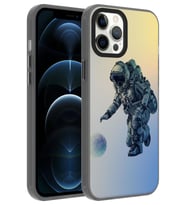 Apple iPhone 12 Pro Max Kılıf Desenli Dragon Sert Kılıf Astronot