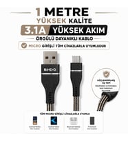 İmeng 3.1A UsbA to Micro Örgülü Data ve Hızlı Şarj Kablosu ML108 Siyah