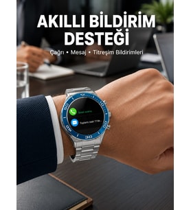Akıllı Saat Çelik Kordonlu Amoled Ekran Android ve İOS Uyumlu Çağrı Cevaplayabilen Yeni Nesil