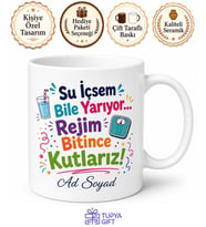 Su İçse Yarıyanlara Özel Rejim Bitince Kutlarız Esprili Kupa Bardak Hediye