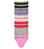 12 Adet Beli Renkli Lastik Pamuklu Kadın Slip Tutku Külot