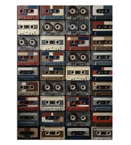 Duvara Dizili Vintage Kaset Koleksiyonu Dekoratif Kanvas - Mdf Ahşap Tablo