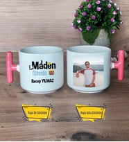 Maden Mühendisi Kupa Bardak Fotoğraflı T Pembe Kulplu Mühendisler Günü Hediyesi