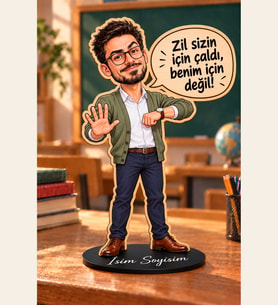 Öğretmenler Günü Tasarımlı Kişiye Özel Ahşap Biblo