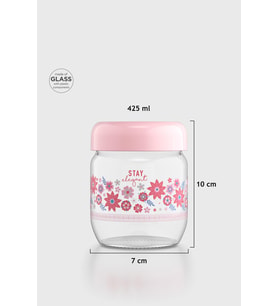 Renga Flora Desenli 425 ml Cam Kavanoz 132078 Bej