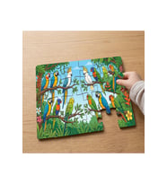 Ormanda Rengarenk Papağanlar Tasarımlı 24 Parça Ahşap Çocuk Puzzle