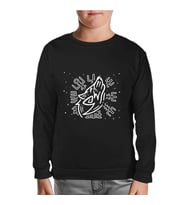 Wolf Howling and Viking Knots Siyah Çocuk Sweatshirt