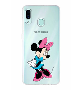Samsung Galaxy A30  Kapak Minnie Mouse Tasarımlı Şeffaf Silikon Kılıf