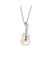 Beyaz Gitar Paslanmaz Çelik Kolye (Gümüş)