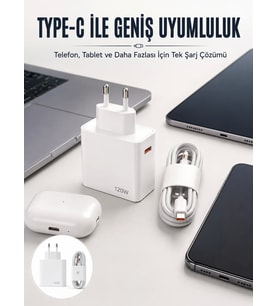 Type-C 120W Şarj Aleti Hızlı Şarj Turbo Yeni Nesil