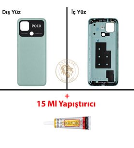 Yapıştırıcı Poco C40 Yeşil Yapıştırıcı Arka Pil Kapağı Batarya Kapağı + B-7000 Yapıştırıcı