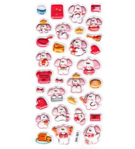 Sticker Kabartmalı Stiker Defter Planlayıcı Etiket (Lde045)-19x9cm - Tavşan Kek Pasta