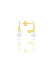 Gümüş altın yaldızlı incili modern tasarımlı küpe SGTL11359GOLD