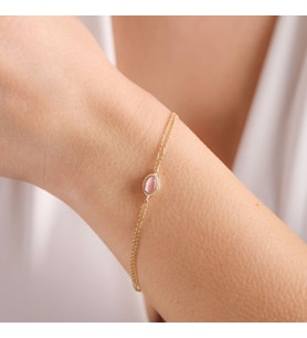 Altın Vintage Bileklik Opal Pink
