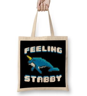 Adorable Feeling Stabby 8-Bit Narwhal Funny Whale Bez Çanta Uzun Saplı