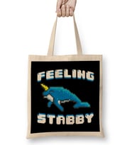 Adorable Feeling Stabby 8-Bit Narwhal Funny Whale Bez Çanta Uzun Saplı