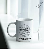 Kişiye Özel İsim ve Fotoğraflı Bilgisayar Öğretmeni Temalı Kupa Bardak No:001