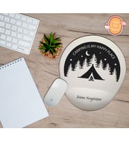 Kişiye Özel Kamp Temalı Kamp Benim Mutlu Yerim Yazılı Mouse Pad Bilek Destekli