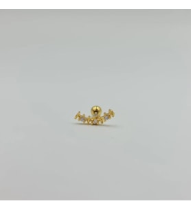 Gold Sıralı Taşlı Şık Tragus Küpe Piercing