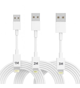 ScHitec 3 Paket 3A 60W UsbA to Lightning Hızlı Data ve Şarj Kablosu 1 Metre/ 2 Metre/ 3 Metre Beyaz