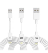 ScHitec 3 Paket 3A 60W UsbA to Lightning Hızlı Data ve Şarj Kablosu 1 Metre/ 2 Metre/ 3 Metre Beyaz