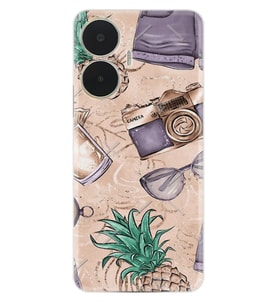 C55 Kılıf Resimli Desenli Baskılı Silikon Ananas Camera Glass 1357