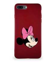 Apple iPhone 8 Plus Soft Premier Kapak Minnie Mouse-A Tasarımlı Silikon Kılıf - Mürdüm (Şeffaf)