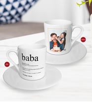 BK Gift Kişiye Özel Babalar Günü Hediyesi Fotoğraflı Türk Kahvesi Fincanı-21 (Beyaz)