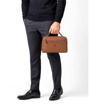 Erkek El Çantası Portföy Çanta İki Bölmeli El Çantası Clutch Çanta (Taba)